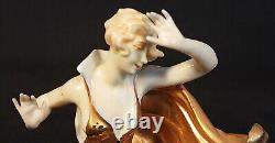 Antique German Porcelain Art Deco Lady Figurine Passauer Porzellanmanufaktur