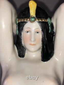 Antique German Porcelain Art Deco Nouveau Nude Lady Woman Peacock Dancer Ens