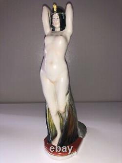 Antique German Porcelain Art Deco Nouveau Nude Lady Woman Peacock Dancer Ens