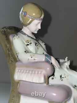Antique German Porcelain Figurine Pregnant Woman Lady Art Deco Nouveau Goebel
