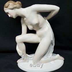 Antique German Porcelain Rosenthal Art Deco Nude, Karl Lysek, 1871-1956, 8.25H