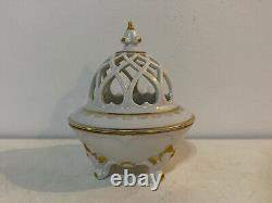 Antique German Rosenthal Art Deco Porcelain Gold & White Potpourri Dish