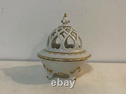 Antique German Rosenthal Art Deco Porcelain Gold & White Potpourri Dish