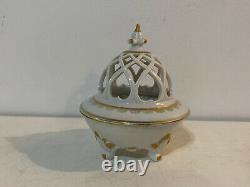 Antique German Rosenthal Art Deco Porcelain Gold & White Potpourri Dish