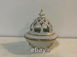 Antique German Rosenthal Art Deco Porcelain Gold & White Potpourri Dish