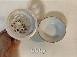 Antique German Rosenthal Art Deco Porcelain Gold & White Potpourri Dish