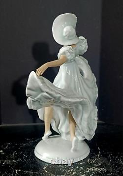 Antique German Schaubach Kunst Porcelain Figurine, Dancer, 10 high