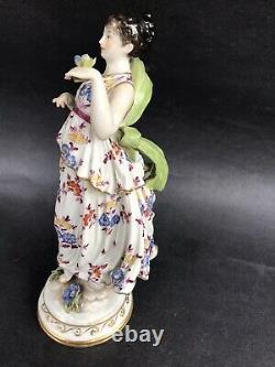 Antique German Sitzendorf Art Deco Hand Painted Lady Maiden w Drapes & Violets