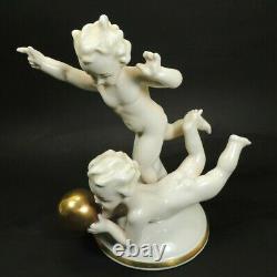 Antique German Thuringia Carl Scheidig Porcelain Figurine Nude Childs