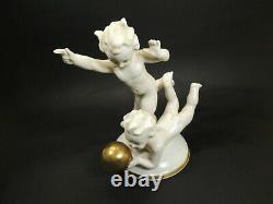 Antique German Thuringia Carl Scheidig Porcelain Figurine Nude Childs