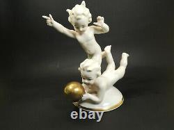 Antique German Thuringia Carl Scheidig Porcelain Figurine Nude Childs