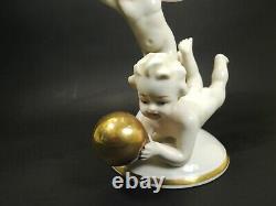 Antique German Thuringia Carl Scheidig Porcelain Figurine Nude Childs