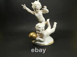 Antique German Thuringia Carl Scheidig Porcelain Figurine Nude Childs