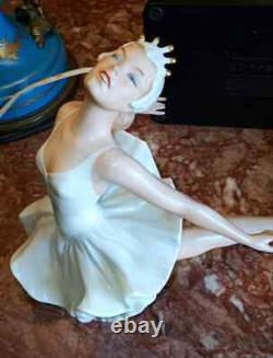 Antique German Wallendorf Porcelain Ballerina on Ballet Break. 7 x 9