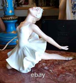 Antique German Wallendorf Porcelain Ballerina on Ballet Break. 7 x 9