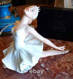 Antique German Wallendorf Porcelain Ballerina on Ballet Break. 7 x 9