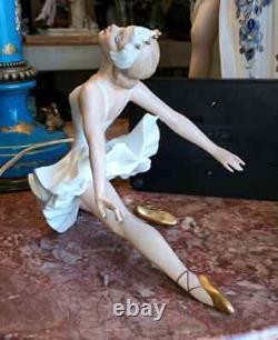 Antique German Wallendorf Porcelain Ballerina on Ballet Break. 7 x 9