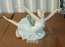 Antique German Wallendorf Porcelain Ballerine, The Swan Lake, 10 wide