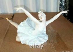 Antique German Wallendorf Porcelain Ballerine, The Swan Lake, 10 wide