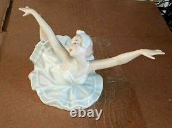 Antique German Wallendorf Porcelain Ballerine, The Swan Lake, 10 wide