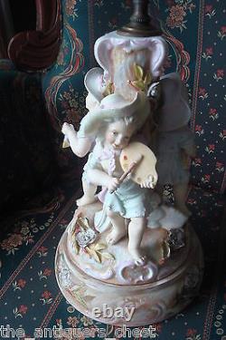 Antique German figural parlor lamp, 3 musician children, Art Deco 1850/992