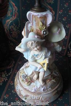 Antique German figural parlor lamp, 3 musician children, Art Deco 1850/992