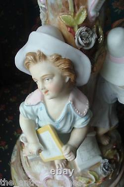 Antique German figural parlor lamp, 3 musician children, Art Deco 1850/992