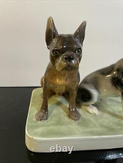 Antique Goldscheider Karin Gostl French Bull Dogs Porcelain Figurine Austria