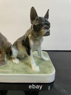 Antique Goldscheider Karin Gostl French Bull Dogs Porcelain Figurine Austria