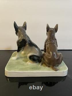 Antique Goldscheider Karin Gostl French Bull Dogs Porcelain Figurine Austria