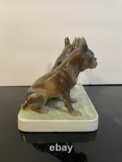 Antique Goldscheider Karin Gostl French Bull Dogs Porcelain Figurine Austria