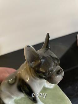 Antique Goldscheider Karin Gostl French Bull Dogs Porcelain Figurine Austria