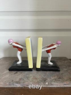 Antique Greenhouse Book Figurine Porcelain Swimmer Swimmer Sexy Art Deco