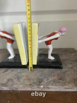 Antique Greenhouse Book Figurine Porcelain Swimmer Swimmer Sexy Art Deco