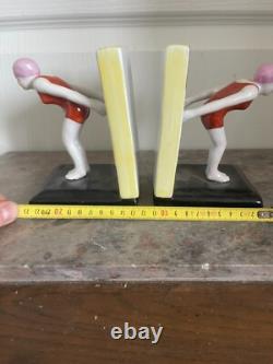Antique Greenhouse Book Figurine Porcelain Swimmer Swimmer Sexy Art Deco