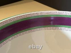 Antique Henry Alcock Porcelain Wash Basin & Pitcher Green Purple Art Deco Acorn