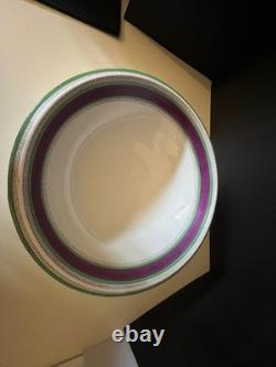 Antique Henry Alcock Porcelain Wash Basin & Pitcher Green Purple Art Deco Acorn