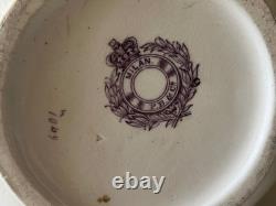 Antique Henry Alcock Porcelain Wash Basin & Pitcher Green Purple Art Deco Acorn