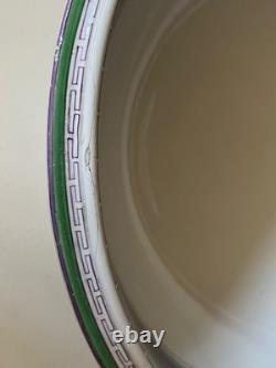 Antique Henry Alcock Porcelain Wash Basin & Pitcher Green Purple Art Deco Acorn