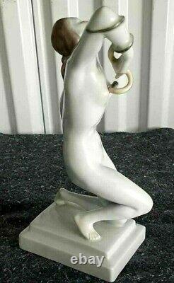 Antique Herend Porcelain Figurine, Cleopatra and the snake, 9.75 H