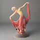 Antique Hertwig Katzhutte Porcelain Dancing Figure Pink Sheer Gown 1930 Germany