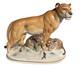 Antique Hertwig Katzhutte Germany Porcelain Figurine Lion With Cubs Large Rare
