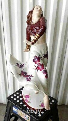 Antique Huge Art Deco Royal Dux Porcelain Figurine, Gypsy Dancer. 22 H