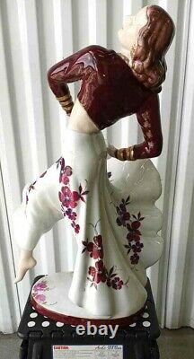 Antique Huge Art Deco Royal Dux Porcelain Figurine, Gypsy Dancer. 22 H