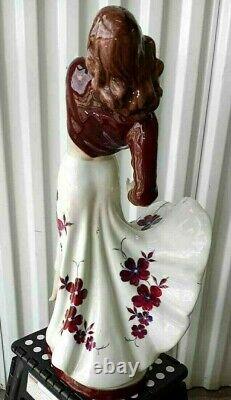 Antique Huge Art Deco Royal Dux Porcelain Figurine, Gypsy Dancer. 22 H