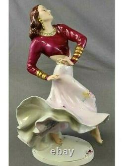 Antique Huge Royal Dux Porcelain Figurine, Gypsy Dancer