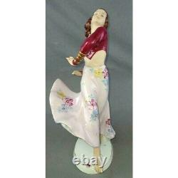 Antique Huge Royal Dux Porcelain Figurine, Gypsy Dancer