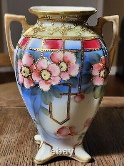 Antique Imperial Nippon Gold Encrusted & Cherry Blossoms Art Deco Vase