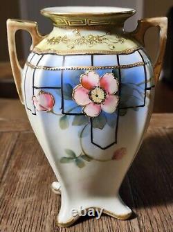 Antique Imperial Nippon Gold Encrusted & Cherry Blossoms Art Deco Vase