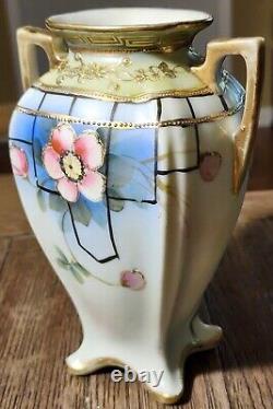 Antique Imperial Nippon Gold Encrusted & Cherry Blossoms Art Deco Vase